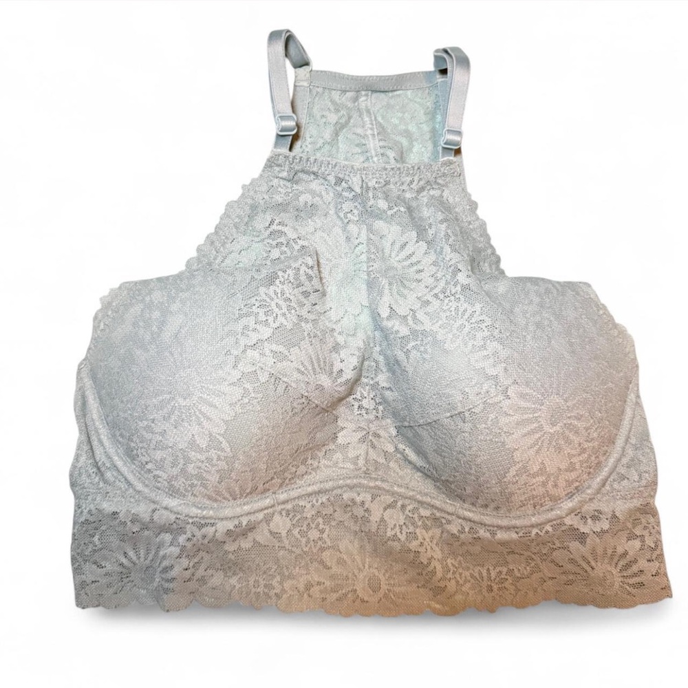 PINK Victoria's Secret Lace High Neck Bralette - Gray